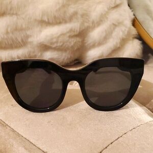 Le Specs Air Heart Black Cat-Eye Sunglasses